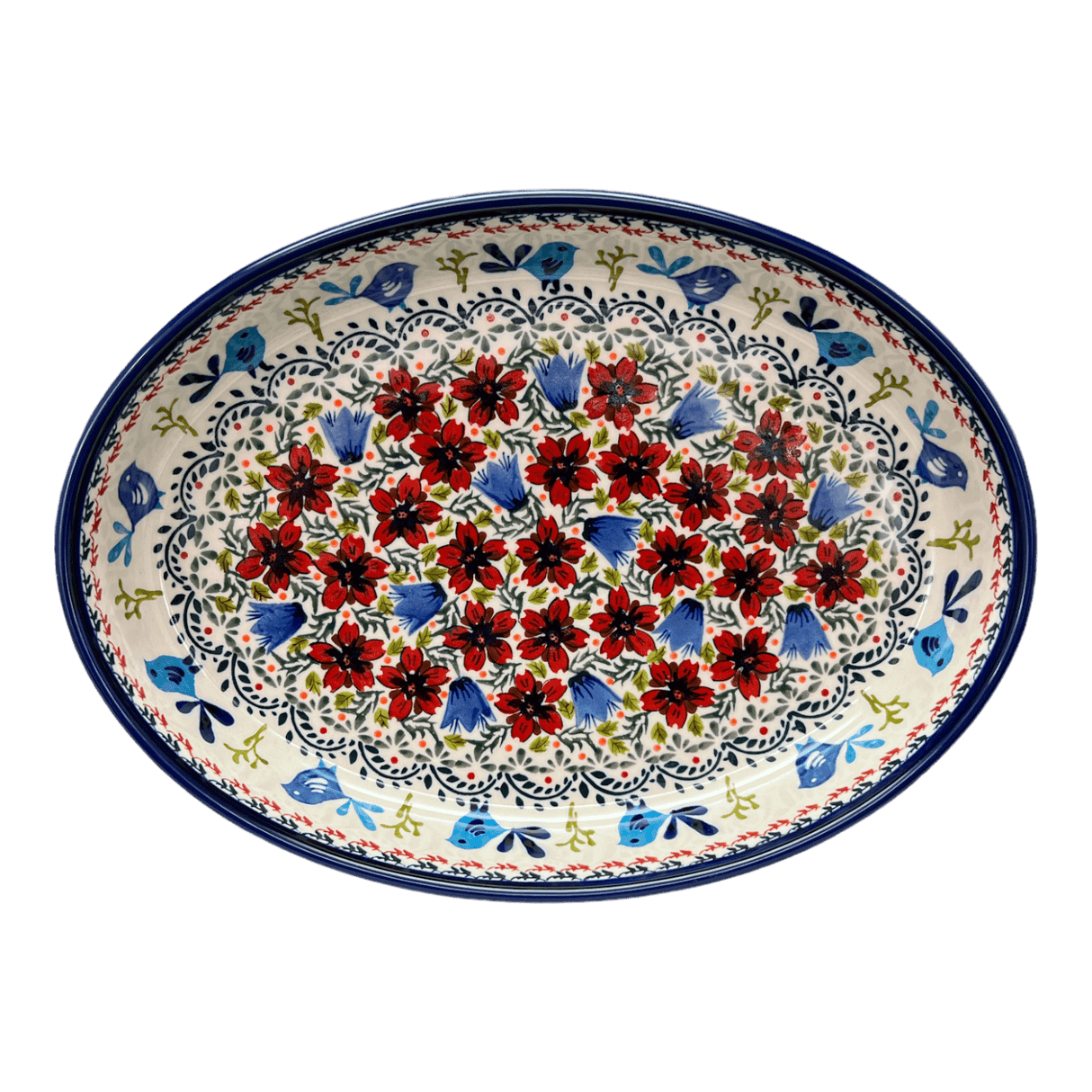 Baker, Oval, 12.25" in "Circling Bluebirds" by Zaklady | Y350A-ART214