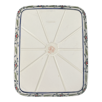 A picture of a Polish Pottery Zaklady 9" x 11.75" Rectangular Baker (Mountain Flower) | Y371A-A1109A as shown at PolishPotteryOutlet.com/products/zaklady-rectangular-baker-mistletoe-y371a-a1109a