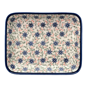 Polish Pottery Zaklady 9" x 11.75" Rectangular Baker (Swirling Flowers) | Y371A-A1197A Additional Image at PolishPotteryOutlet.com