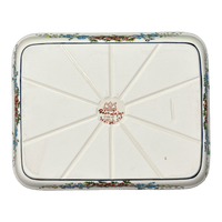 A picture of a Polish Pottery Zaklady 9" x 11.75" Rectangular Baker (Floral Crescent) | Y371A-ART237 as shown at PolishPotteryOutlet.com/products/zaklady-rectangular-baker-fields-of-flowers-y371a-art237