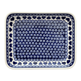 Polish Pottery Zaklady 9" x 11.75" Rectangular Baker (Swirling Hearts) | Y371A-D467 Additional Image at PolishPotteryOutlet.com
