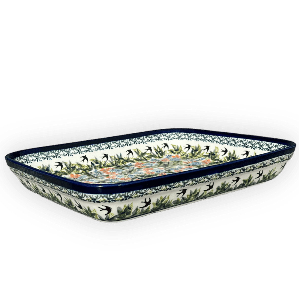 Baker, Rectangular, 9" x 11.75" in "Floral Swallows" by Zaklady | Y371A-DU182