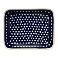 A picture of a Polish Pottery Zaklady 10.5" x 13" Rectangular Baker (Stars & Stripes) | Y372A-D81 as shown at PolishPotteryOutlet.com/products/9-x-11-rectangular-baker-stars-stripes-y372a-d81