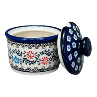 A picture of a Polish Pottery Zaklady 4" Sugar Bowl (Climbing Aster) | Y698-A1145A as shown at PolishPotteryOutlet.com/products/4-sugar-bowl-climbing-aster-y698-a1145a