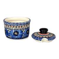 A picture of a Polish Pottery Zaklady 4" Sugar Bowl (Bloomin' Sky) | Y698-ART148 as shown at PolishPotteryOutlet.com/products/4-sugar-bowl-bloomin-sky-y698-art148