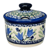 Polish Pottery Zaklady 4" Sugar Bowl (Blue Tulips) | Y698-ART160 at PolishPotteryOutlet.com