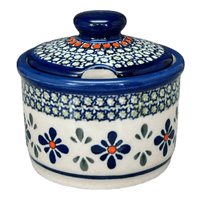 A picture of a Polish Pottery Zaklady 4" Sugar Bowl (Emerald Mosaic) | Y698-DU60 as shown at PolishPotteryOutlet.com/products/4-sugar-bowl-emerald-mosaic-y698-du60