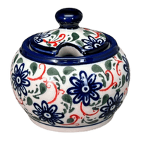 A picture of a Polish Pottery Zaklady Small Bubble Sugar Bowl (Swirling Flowers) | Y729-A1197A as shown at PolishPotteryOutlet.com/products/small-bubble-sugar-bowl-swirling-flowers-y729-a1197a