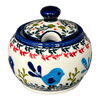 Polish Pottery Zaklady Small Bubble Sugar Bowl (Circling Bluebirds) | Y729-ART214 at PolishPotteryOutlet.com