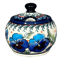 A picture of a Polish Pottery Zaklady Small Bubble Sugar Bowl (Pansies in Bloom) | Y729-ART277 as shown at PolishPotteryOutlet.com/products/small-bubble-sugar-bowl-pansies-in-bloom-y729-art277