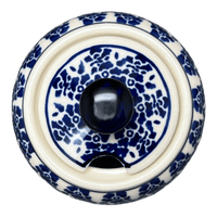 A picture of a Polish Pottery Zaklady Small Bubble Sugar Bowl (Rooster Blues) | Y729-D1149 as shown at PolishPotteryOutlet.com/products/small-bubble-sugar-bowl-rooster-blues-y729-d1149