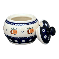 A picture of a Polish Pottery Zaklady Small Bubble Sugar Bowl (Persimmon Dot) | Y729-D479 as shown at PolishPotteryOutlet.com/products/small-bubble-sugar-bowl-persimmon-dot-y729-d479