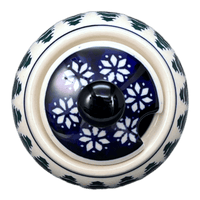 A picture of a Polish Pottery Zaklady Small Bubble Sugar Bowl (Floral Pine) | Y729-D914 as shown at PolishPotteryOutlet.com/products/small-bubble-sugar-bowl-floral-pine-y729-d914