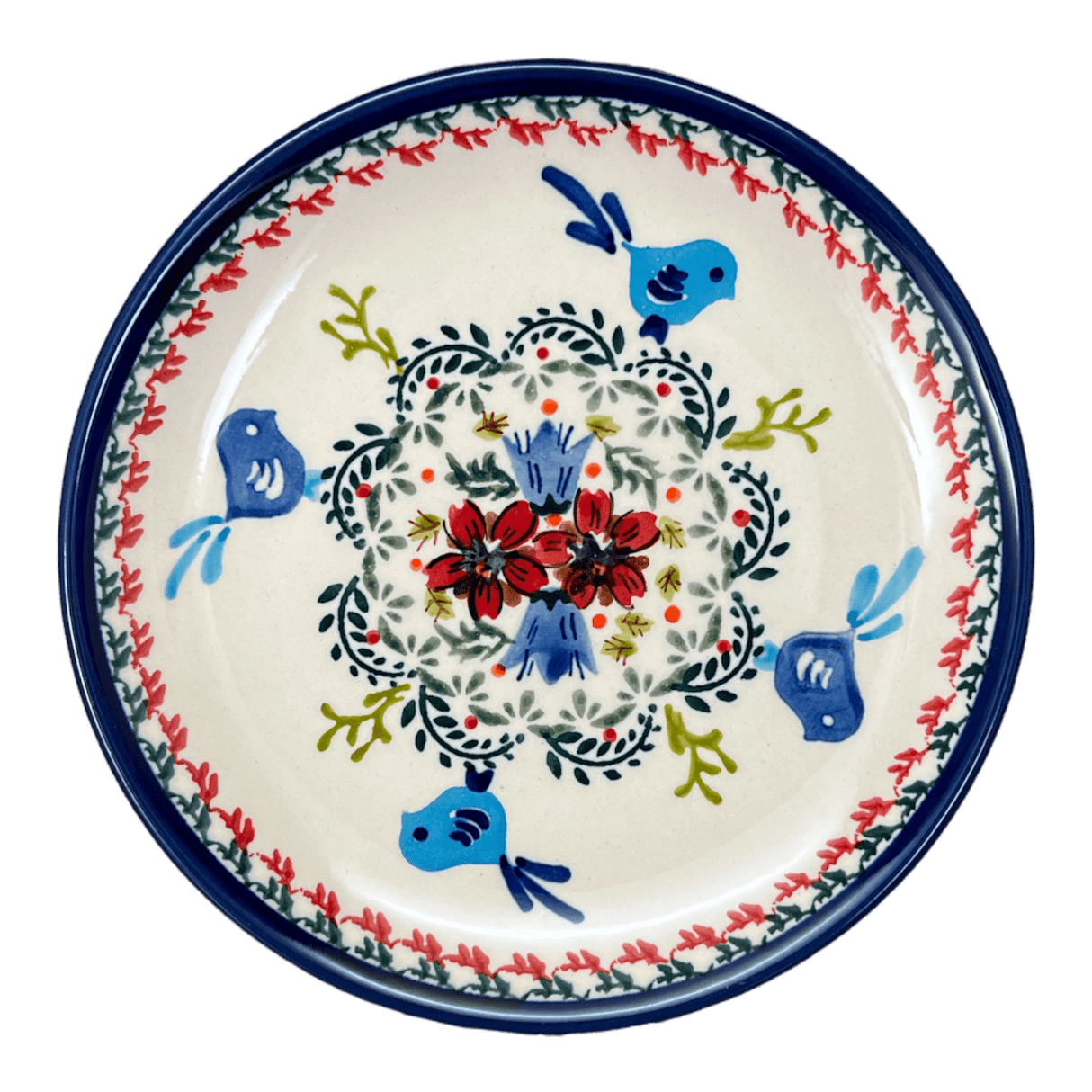 Plate, Round, Dessert, 7.75" in "Circling Bluebirds" by Zaklady | Y814-ART214