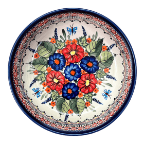 Polish Pottery Zaklady 7.25" Magnolia Bowl (Butterfly Bouquet) | Y834A-ART149 Additional Image at PolishPotteryOutlet.com