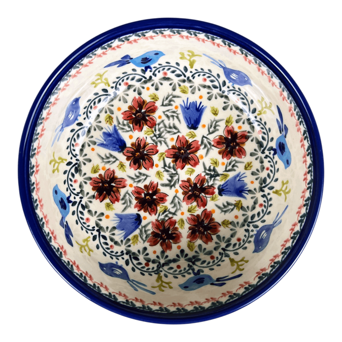 Bowl, Round, Magnolia, 7.25" in "Circling Bluebirds" by Zaklady | Y834A-ART214