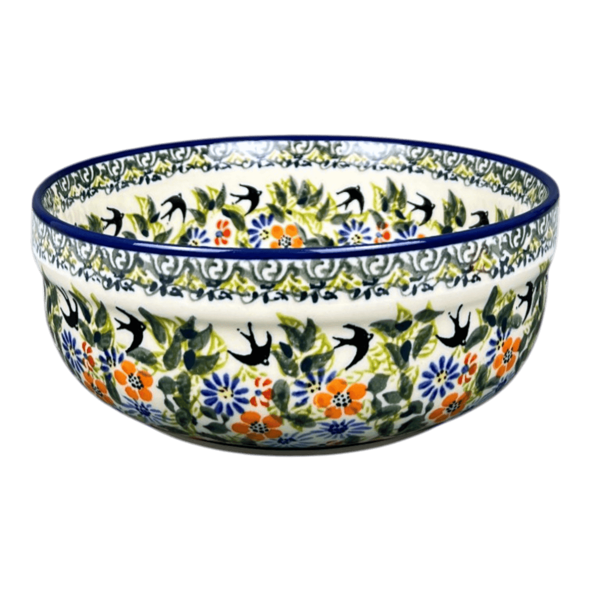 Bowl, Round, Magnolia, 7.25" in "Floral Swallows" by Zaklady | Y834A-DU182