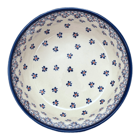 Polish Pottery Zaklady 8" Magnolia Bowl (Falling Blue Daisies) | Y835A-A882A Additional Image at PolishPotteryOutlet.com