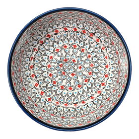 Polish Pottery Zaklady 8" Magnolia Bowl (Beaded Turquoise) | Y835A-DU203 Additional Image at PolishPotteryOutlet.com