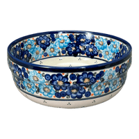 A picture of a Polish Pottery Zaklady 8" Magnolia Bowl (Garden Party Blues) | Y835A-DU50 as shown at PolishPotteryOutlet.com/products/8-magnolia-bowl-garden-party-blues-y835a-du50