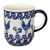Polish Pottery Zaklady 8 oz. Traditional Mug (Rooster Blues) | Y903-D1149 at PolishPotteryOutlet.com