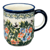 Polish Pottery Zaklady 8 oz. Traditional Mug (Floral Swallows) | Y903-DU182 at PolishPotteryOutlet.com