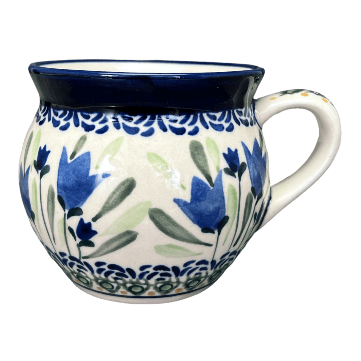 Mug, Belly Mug, 10 oz Medium in "Blue Tulips" by Zaklady | Y911-ART160