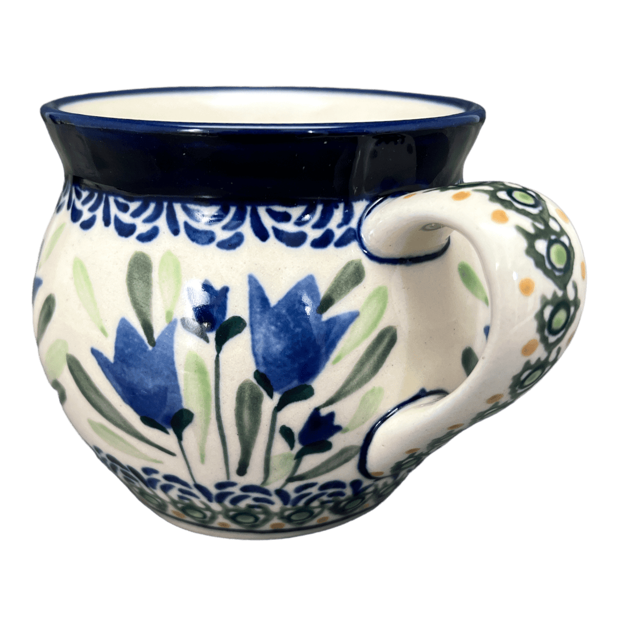 Mug, Belly Mug, 10 oz Medium in "Blue Tulips" by Zaklady | Y911-ART160