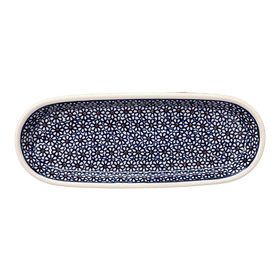 Polish Pottery Zaklady 11" x 4.5" Oval Serving Dish (Ditsy Daisies) | Y928A-D120 Additional Image at PolishPotteryOutlet.com