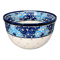 A picture of a Polish Pottery Zaklady Extra-Deep 8" Bowl (Garden Party Blues) | Y985A-DU50 as shown at PolishPotteryOutlet.com/products/zaklady-8-bowl-garden-party-blues-y985a-du50