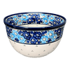 Polish Pottery Zaklady Extra-Deep 8" Bowl (Garden Party Blues) | Y985A-DU50 at PolishPotteryOutlet.com