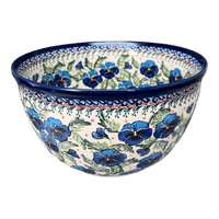 A picture of a Polish Pottery Zaklady Extra- Deep 10.5" Bowl (Pansies in Bloom) | Y986A-ART277 as shown at PolishPotteryOutlet.com/products/zaklady-10-5-bowl-pansies-in-bloom-y986a-art277
