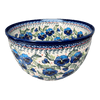Polish Pottery Zaklady Extra- Deep 10.5" Bowl (Pansies in Bloom) | Y986A-ART277 at PolishPotteryOutlet.com