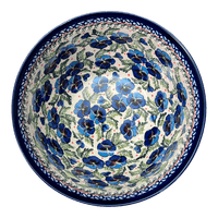 A picture of a Polish Pottery Zaklady Extra- Deep 10.5" Bowl (Pansies in Bloom) | Y986A-ART277 as shown at PolishPotteryOutlet.com/products/zaklady-10-5-bowl-pansies-in-bloom-y986a-art277