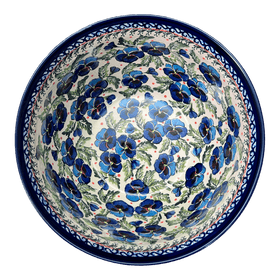 Polish Pottery Zaklady Extra- Deep 10.5" Bowl (Pansies in Bloom) | Y986A-ART277 Additional Image at PolishPotteryOutlet.com
