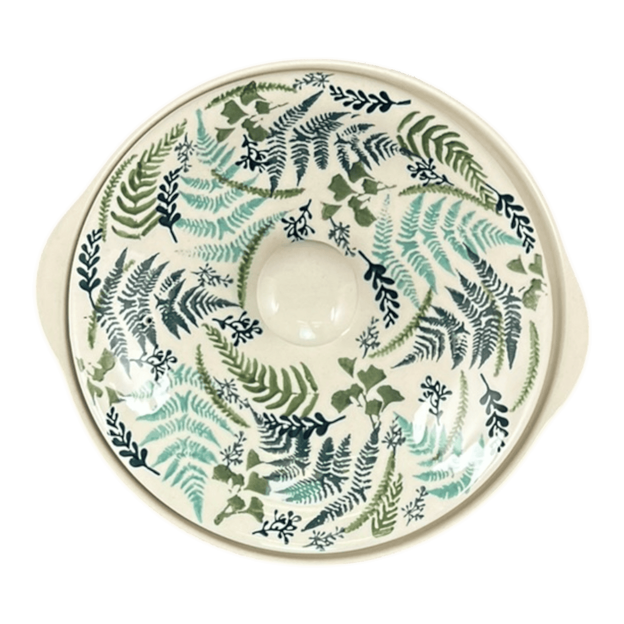Baker, Round, with Lid, Deep, 8" in "Scattered Ferns in Green" by Manufaktura | Z128S-GZ44