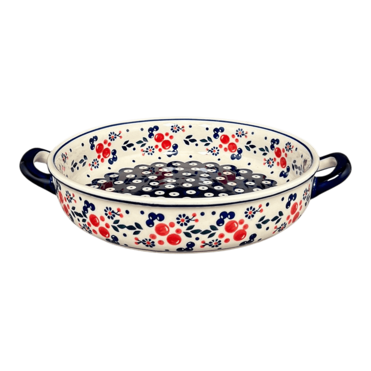Casserole, Round, Handles, 9.25" in "Berry Dot" by Manufaktura | Z140T-BL04