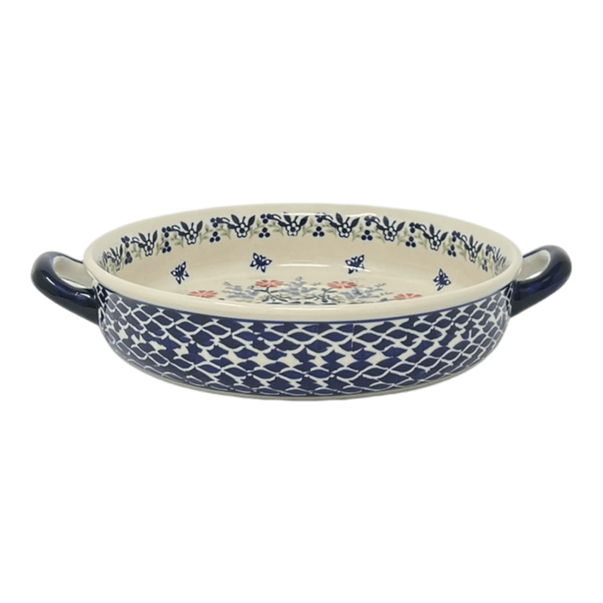 Casserole, Round, Handles, 9.25" in "Butterfly Blossoms" by Manufaktura | Z140T-MM02
