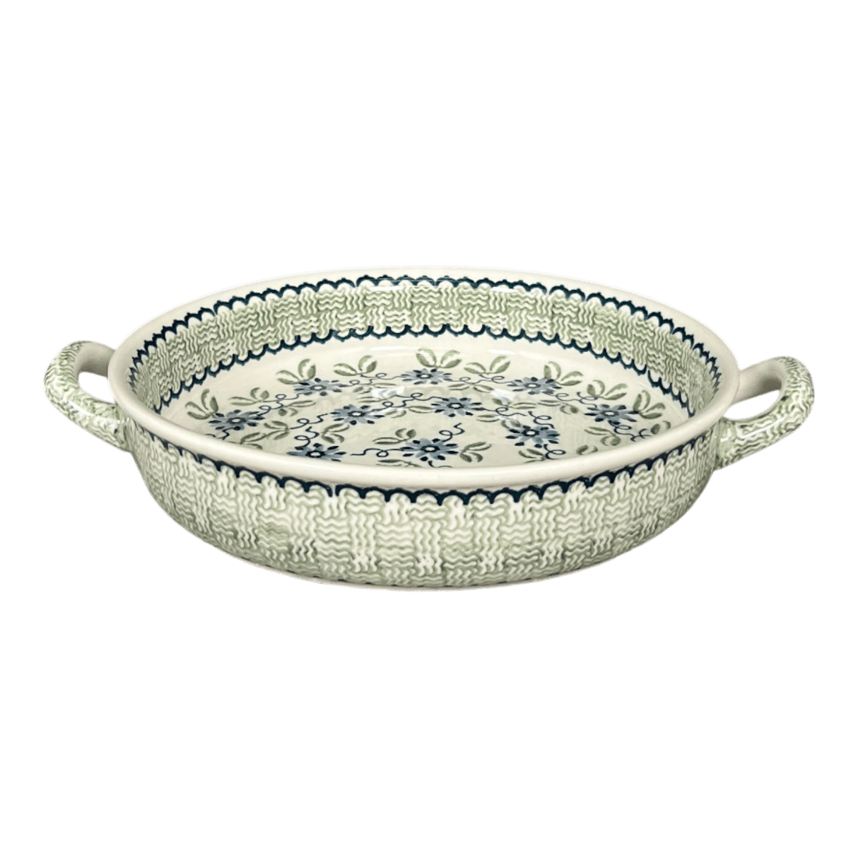 Casserole, Round, Handles, 9.25" in "Woven Blues" by Manufaktura | Z140T-P182