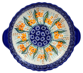 Polish Pottery Pie Plate with Handles (Sun-Kissed Garden) | Z148S-GM15 Additional Image at PolishPotteryOutlet.com