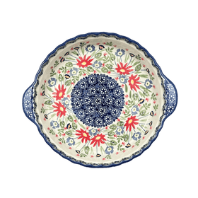 Polish Pottery Pie Plate with Handles (Floral Fantasy) | Z148S-P260 Additional Image at PolishPotteryOutlet.com