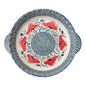 Polish Pottery Pie Plate with Handles (Poppy Paradise) | Z148S-PD01 Additional Image at PolishPotteryOutlet.com