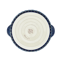 A picture of a Polish Pottery Pie Plate with Handles (Floral Formation) | Z148S-WKK as shown at PolishPotteryOutlet.com/products/pie-plate-with-handles-floral-formation-z148s-wkk