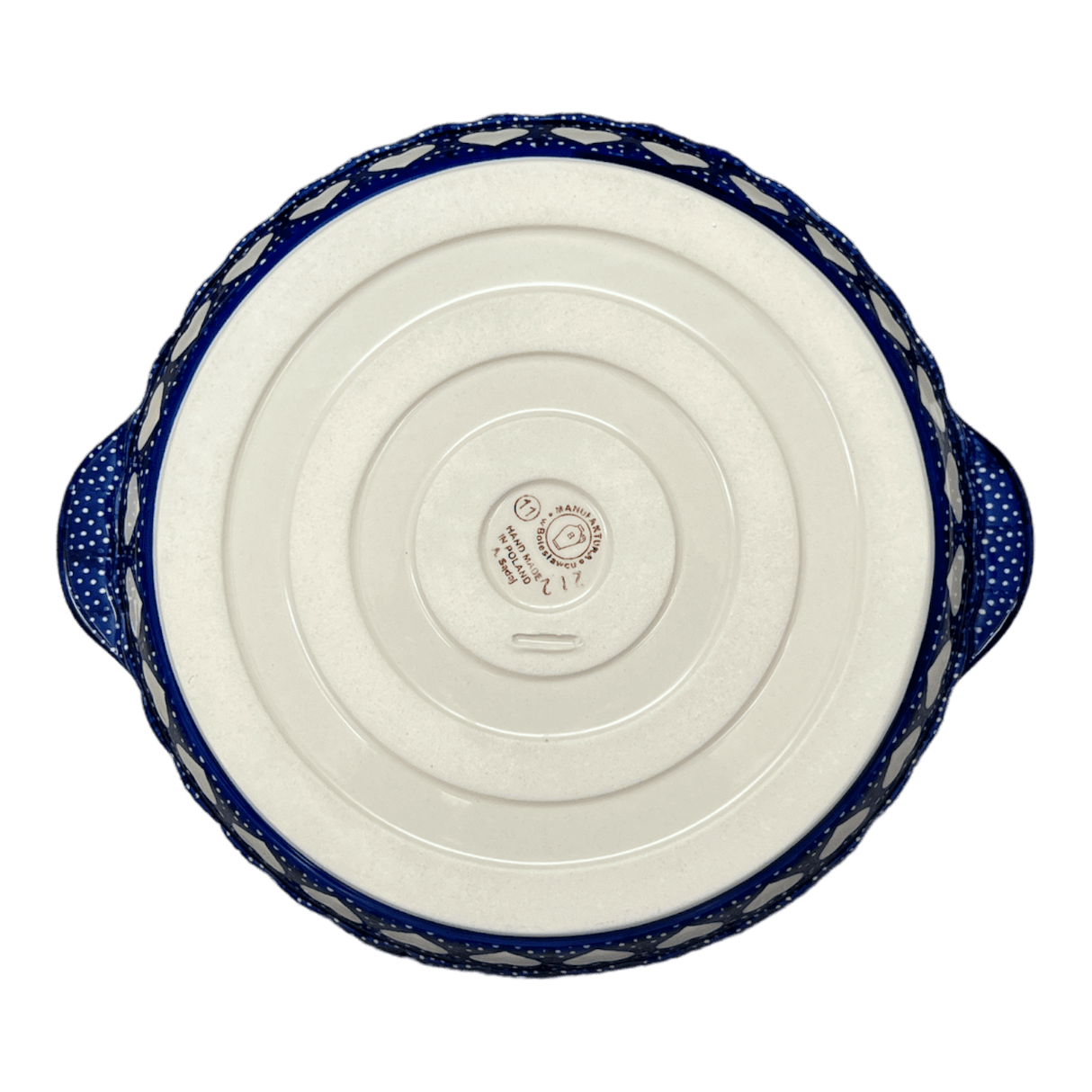 Baker, Round, Pie Plate, Handles, 9.75" in "Sea of Hearts" by Manufaktura | Z148T-SEA