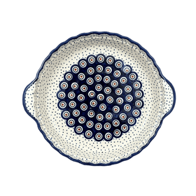 Polish Pottery Pie Plate with Handles (Peacock Dot) | Z148U-54K Additional Image at PolishPotteryOutlet.com
