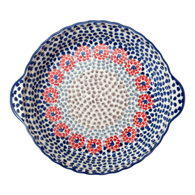 Polish Pottery Pie Plate with Handles (Falling Petals) | Z148U-AS72 Additional Image at PolishPotteryOutlet.com