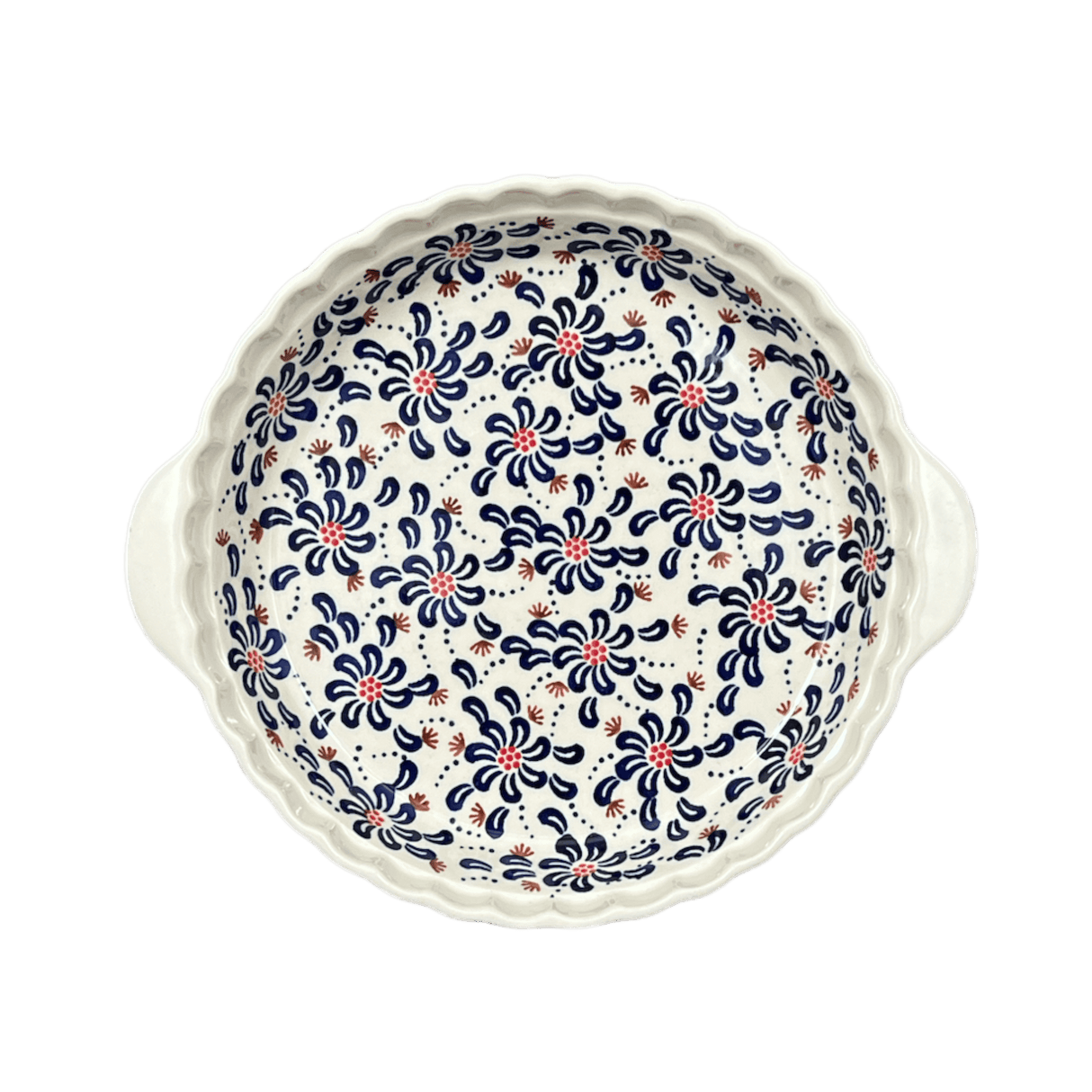 Baker, Round, Pie Plate, Handles, 9.75" in "Floral Fireworks" by Manufaktura | Z148U-BSAS