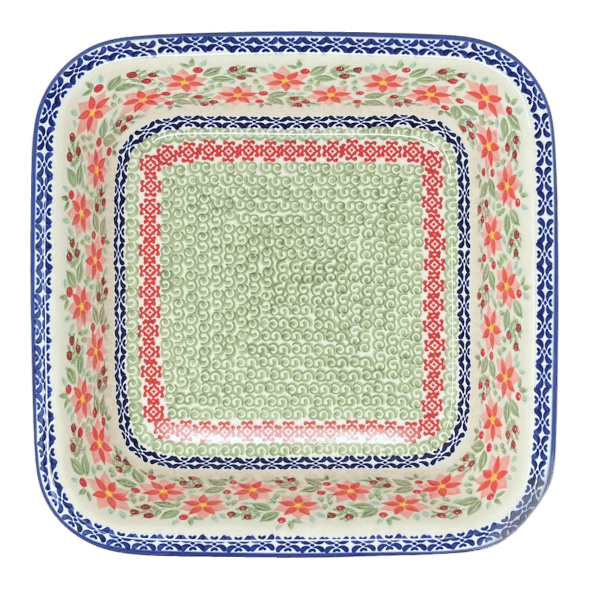 Baker, Square, 11.5" Deep in "Pink Poinsettia" by Manufaktura | Z149S-PS14