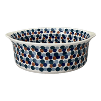 A picture of a Polish Pottery 10" Deep Round Baker (Fall Confetti) | Z155U-BM01 as shown at PolishPotteryOutlet.com/products/deep-round-baker-fall-confetti-z155u-bm01