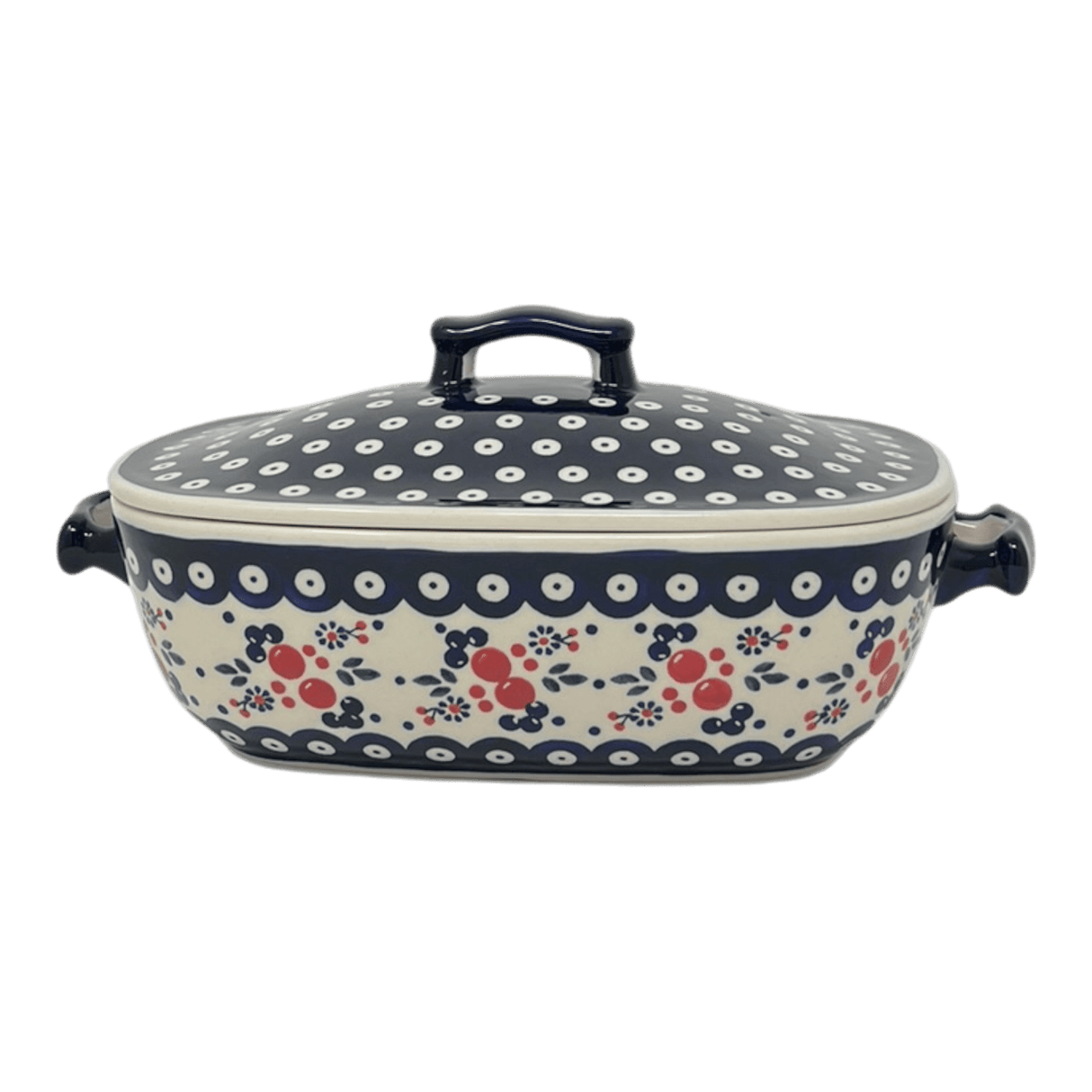 Baker, Oval, Covered, 12" x 7" in "Berry Dot" by Manufaktura | Z161T-BL04